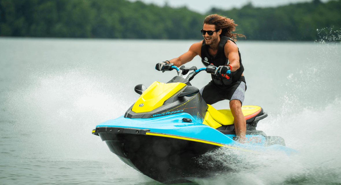 Yamaha JetBlaster riding fast on lake